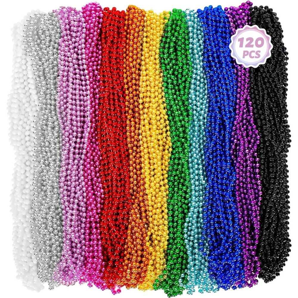 Durable 120PCS Mardi Gras Beads - 33" Colorful Necklaces for All Celebrations